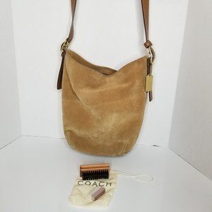 Coach Vintage Suede & Leather Shoulder Bag- Camel